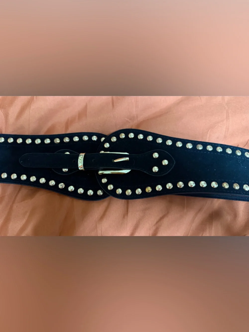 Black Studded Waist Belt with Gold Hardware NWT